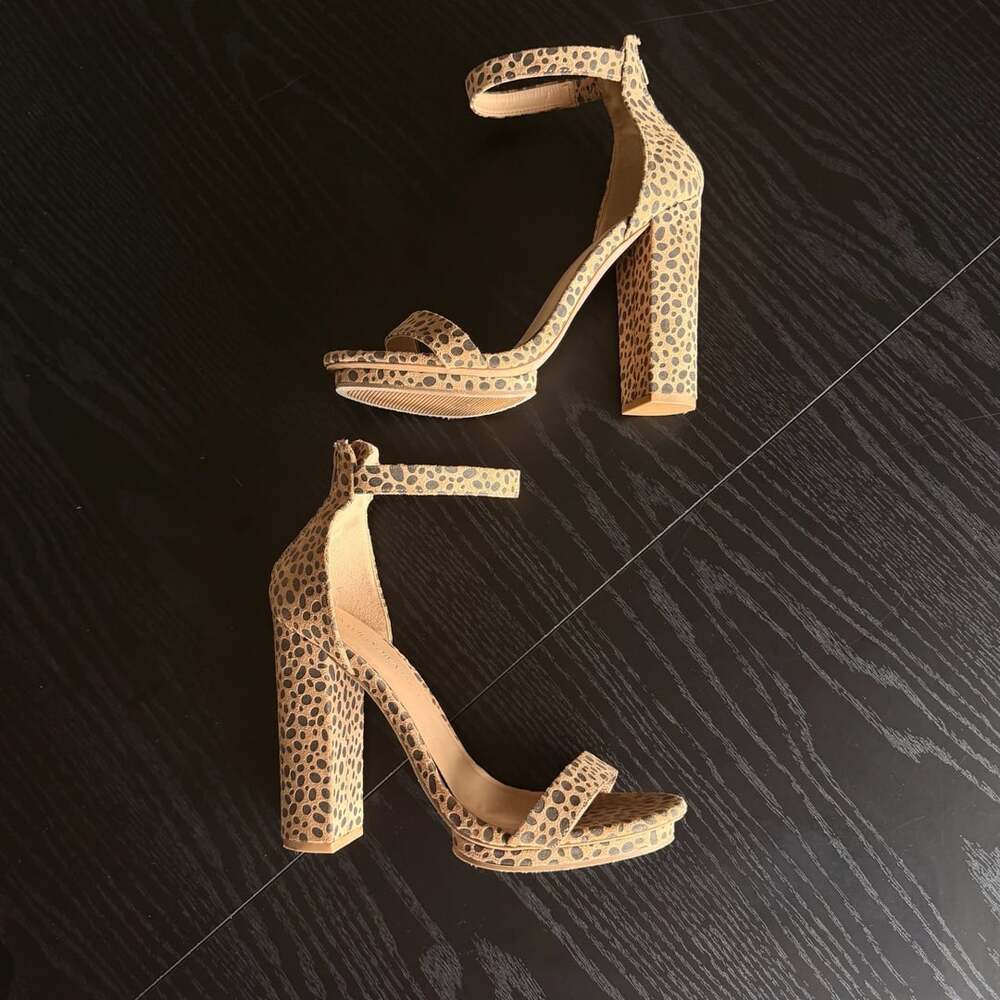 Wild Diva Leopard Platform Heels Size 7.5 Ankle Strap Block Heel